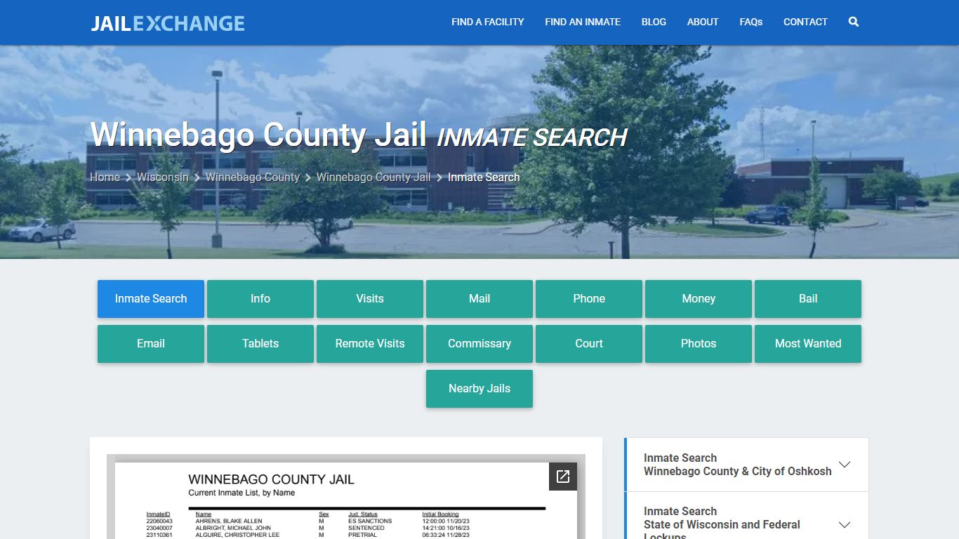 Inmate Search: Roster & Mugshots - Winnebago County Jail, WI